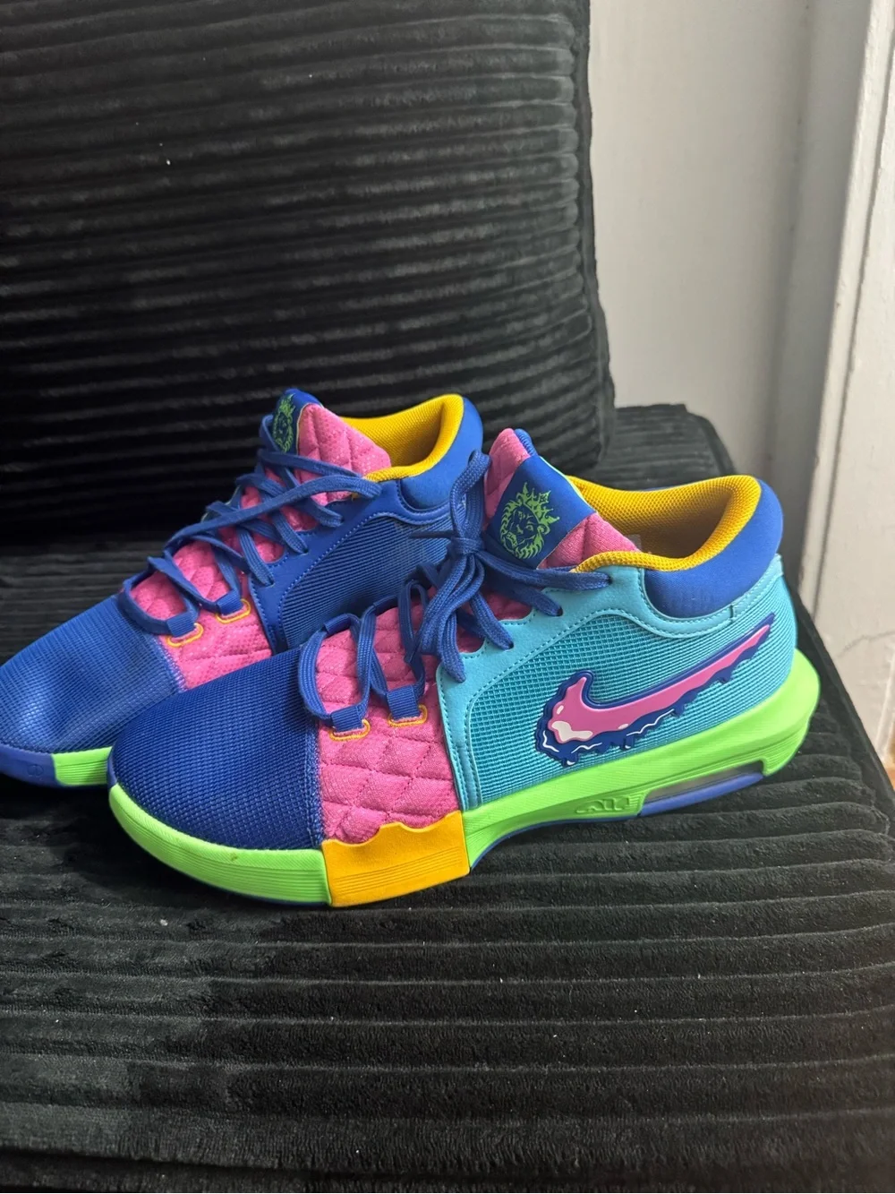 Nike Boys Multicolor Athletic Shoes - Blue/Pink/Neon Green